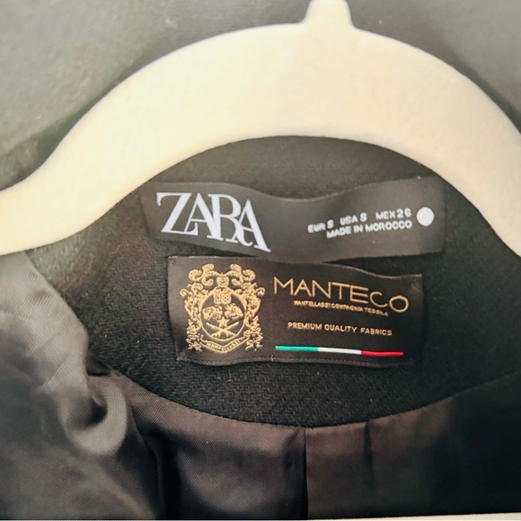 NWT ZARA women wool coat jacket blazer with Gold Accents, size S, black - Picture 5 of 7